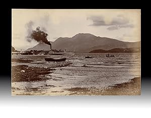 Circa 1870 Albumen Photograph of Steamship Paddlewheeler "Prince of Wales" & Ben Lomond from Luss...