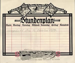 Stundenplan Singer Nähmaschinen Wittenberge bei Potsdam - Firmengelände um 1925