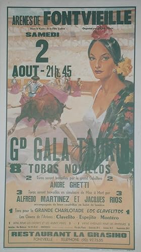 "ARÊNES DE FONTVIEILLE 1986"Affiche originale entoilée / Offset BALLESTAR / LAMINOGRAF Barcelona ...