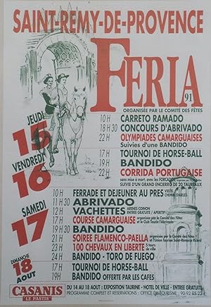 "FERIA SAINT-REMY-DE-PROVENCE 1991" Affiche originale entoilée / Offset J. MARIGNAN / Imp. LACROI...