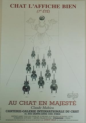 "CHAT L'AFFICHE BIEN (7e ÉTÉ)" Affiche originale entoilée / AU CHAT EN MAJESTÉ (Claude MATHIEU) /...