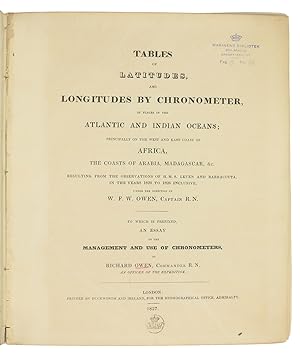 Tables of latitudes, and longitudes by chronometer, of places in the Atlantic and Indian Oceans; ...