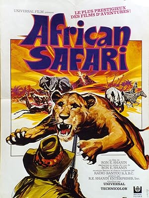"AFRICAN SAFARI (RIVERS OF FIRE AND ICE)" Documentaire réalisé par Ron E. SHANIN en 1969 / Affich...