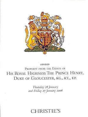 Property From The Estate Of His Royal Highness The Prince Henry, Duke Of Gloucester, KG., KT., Kp...