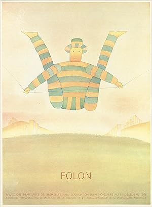 "FOLON / PALAIS DES BEAUX-ARTS BRUXELLES 1975" Planche originale entoilée 1978 / Réalisée pour AL...