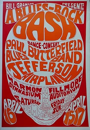 Bill Graham Presents a Blues Rock Bash Poster. Featuring Paul Butterfield Blues Band and Jefferso...