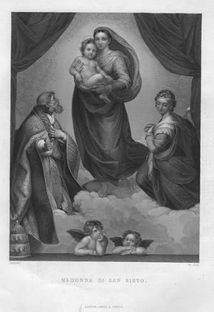 MADONNA DI SAN SISTO After RAPHAEL Engraved by HOLL,Religious Steel Engraving