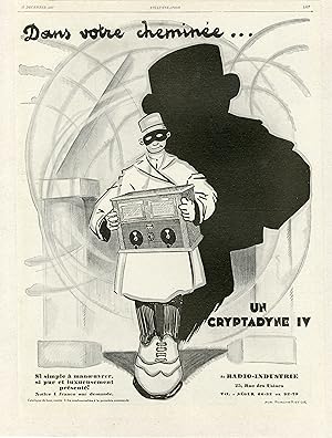 "UN CRYPTADINE IV de RADIO-INDUSTRIE" Annonce originale entoilée parue dans L'ILLUSTRATION du 17 ...