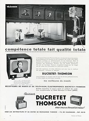 "DUCRETET-THOMSON" Annonce originale entoilée PLAISIR DE FRANCE fin 40