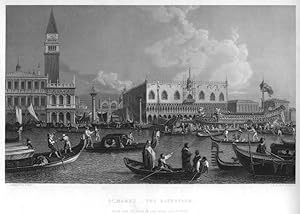 ST MARK'S THE BUCENTAUR IN VENICE After A. CANALETTI Engraved by ALLEN,1857 Steel Engraving