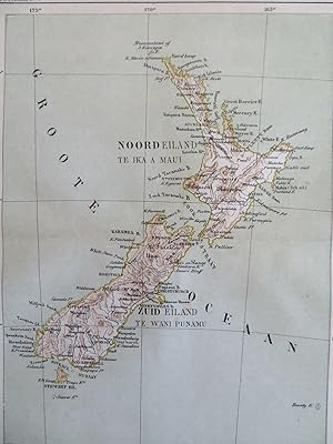 New Zealand North & South Island Wellington Christchurch c. 1865 Funke small map