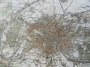 Paris France City Plan & Surrounds c. 1850's German detailed map
