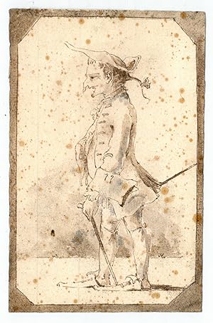 Caricature of a gentleman with a walking stick.