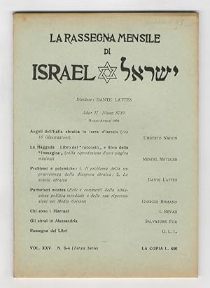 RASSEGNA (LA) mensile di Israel. Vol. XXIV. Dal n. 1 (Terza serie), gennaio 1959 (Shevat 5719) al...