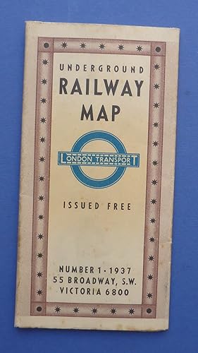 London Transport Underground Railway Map - Number 1 1937