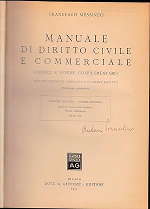 Manuale di Diritto Civile e Commerciale (codici e norme complementari) volume secondo-parte seconda.