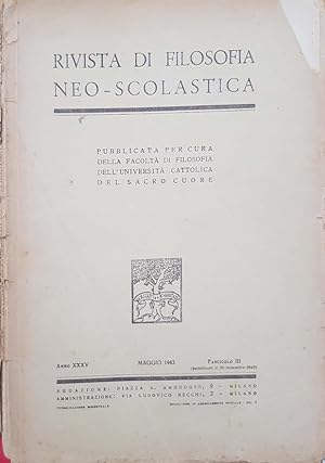 Rivista di filosofia neo-scolastica. Maggio 1943, fascicolo III