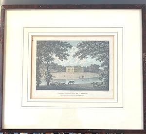 [Framed antique print] Original coloured antique engraving of Bryanston in Dorsetshire, the seat ...