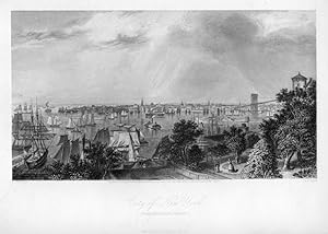 VIEW OF NEW YORK CITY FROM BROOKLYN HEIGHTS After A.S. WARREN Engraved by HOLL,1874 Historical Am...