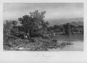 VIEW OF THE HOUSATONIC After A.F. BELLOWS Engraved by HUNT,1874 Historical Americana steel engrav...