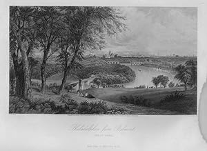 PHILADELPHIA FROM BELMONT After G. PERKINS Engraved by HINSHELWOOD,1874 Historical Americana stee...