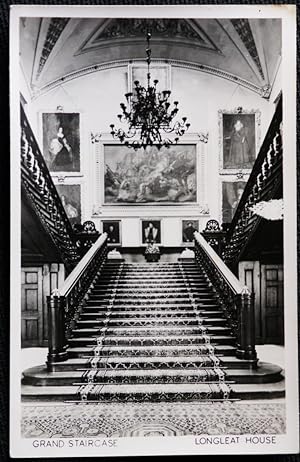 Longleat House Bedfordshire Local Publisher Real Photo Postcard Grand Staircase