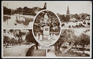 Bedford Real Photographic Postcard Publisher Valentines Multiview St Mary's Embankment River Ouse...