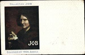 Künstler Ansichtskarte / Postkarte Duvocelle, Collection Job, Calendrier 1906, Frau, Zigarette