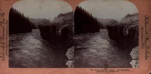 The Gorge of Miles Canyon, The Klondike: Sold only by Universal View Co. (Stereograph).