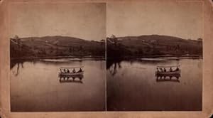 View of boat on a lake. (Stereograph).