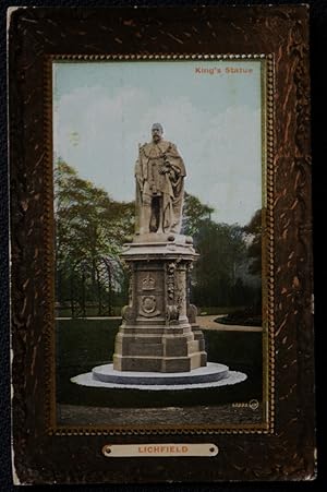 Lichfield Staffordshire Staffs The King's Statue Vintage Postcard
