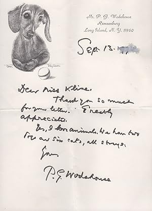 Handwritten Letter by P. G. Wodehouse [ALS]