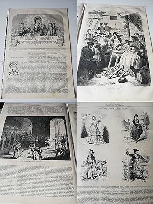 EL MUSEO UNIVERSAL N°17, ABRIL1869. Grabados: Feria de Sevilla, Tipos andaluces de la feria ?