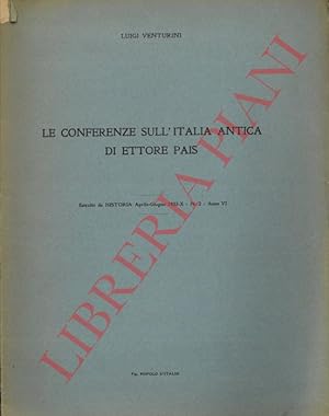 Le conferenze sull'Italia antica di Ettore Pais.