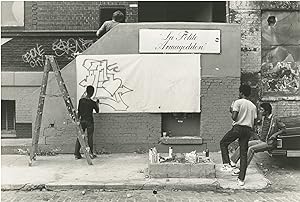 Two original photographs of graffiti artist A-One in New York, 1982