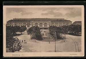 Ansichtskarte Strassburg i. Els., Hauptbahnhof aus der Vogelschau