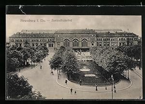 Ansichtskarte Strassburg i. Els., Zentralbahnhof aus der Vogelschau