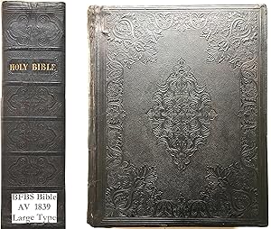 Large Type Bible AV/KJV Blind Blocked Black Leather