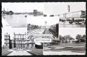 Nottingham Postcard Trent Bridge University Wollaton Hall Real Photo 1963 Postcard