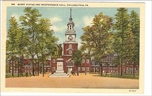 Philadelphia Postcard Barry Statue Independence Hall