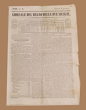 Giornale del Regno delle Due Sicilie 3 Gennaio 1842 Cotta d'armi principe Galles