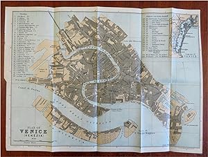 Venice Italy Grand Canal Arsenal tourist map 1927 Johnston detailed city plan