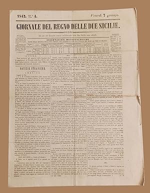 Giornale del Regno delle Due Sicilie 7 Gennaio 1842 Napoli Real Clinica Medica