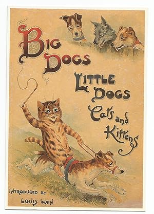 Louis Wain Repro Postcard Big Dogs Little Dogs Cats And Kittens
