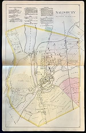 Original 1877 Hand-Colored Street Map of Salisbury, Maryland (Wicomico County)