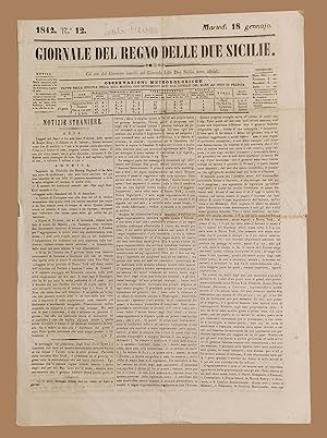 Giornale del Regno delle Due Sicilie 18 Gennaio 1842 fiere Lucera John Tyler