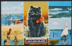 Hayling Island Postcard Lucky Black Cat Series