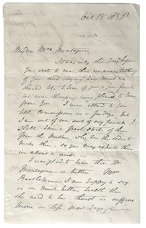 Autograph letter signed, to Mrs Montague, saying he will attend to her commission when he has the...