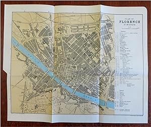 Florence Firenze Tuscany Italy tourist map 1927 Johnston detailed city plan