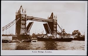 Tower Bridge London Postcard Ship Gates Opening